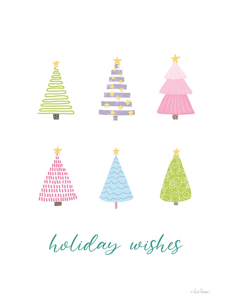 Holiday Wishes Pastel Christmas Trees art print by Lisa Larson for $57.95 CAD