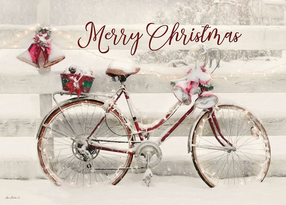 Merry Christmas Snowy Bike  art print by Lori Deiter for $57.95 CAD
