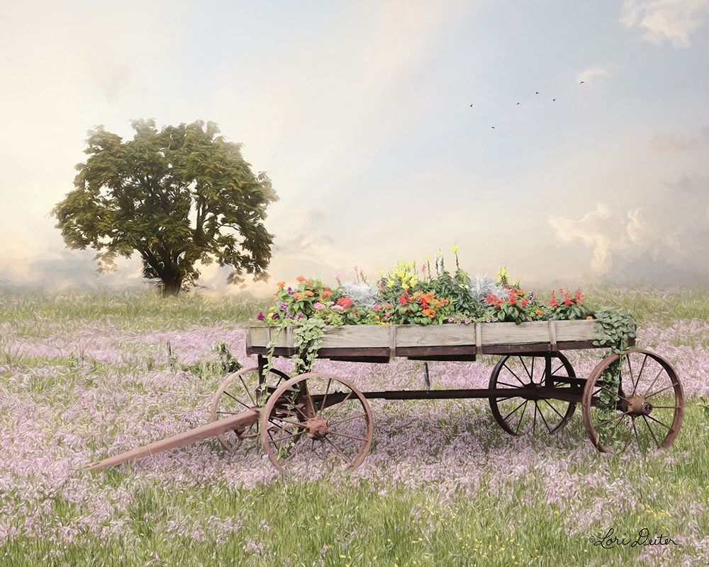 Flower Wagon at Sunset   art print by Lori Deiter for $57.95 CAD