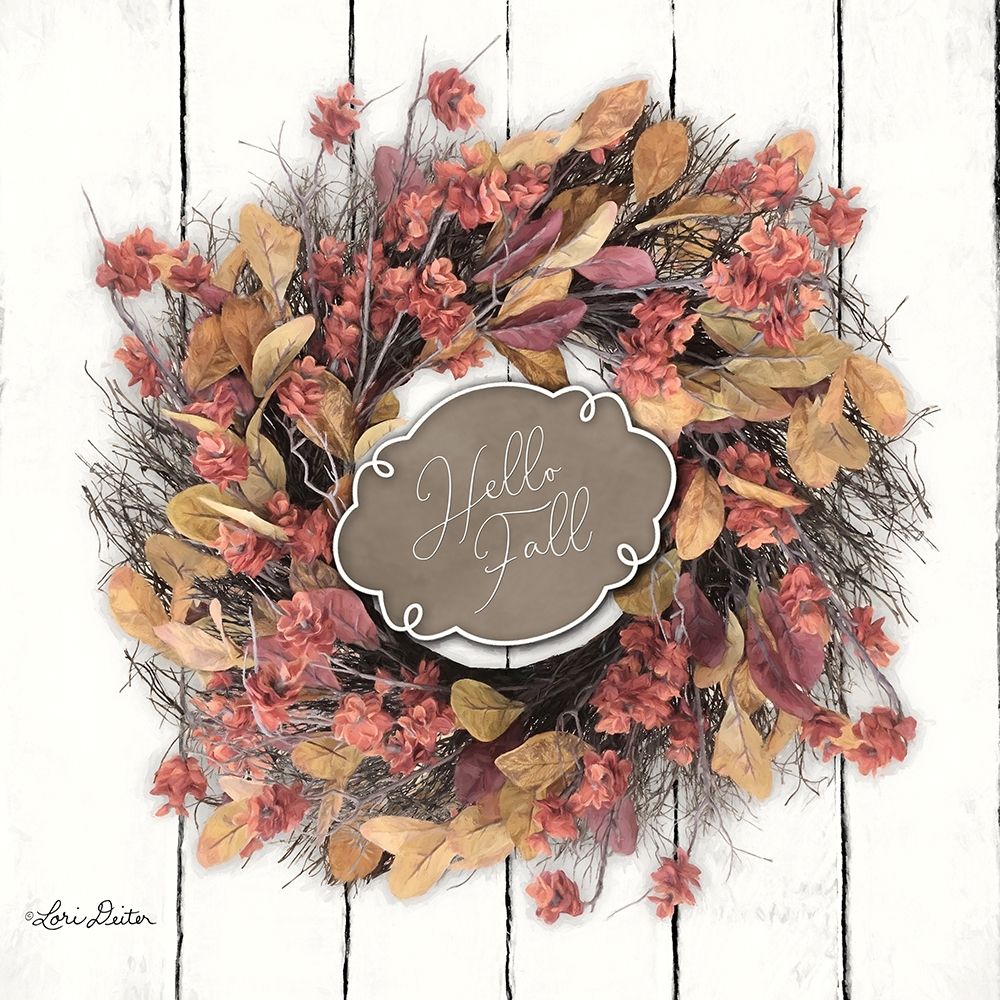 Hello Fall Wreath art print by Lori Deiter for $57.95 CAD