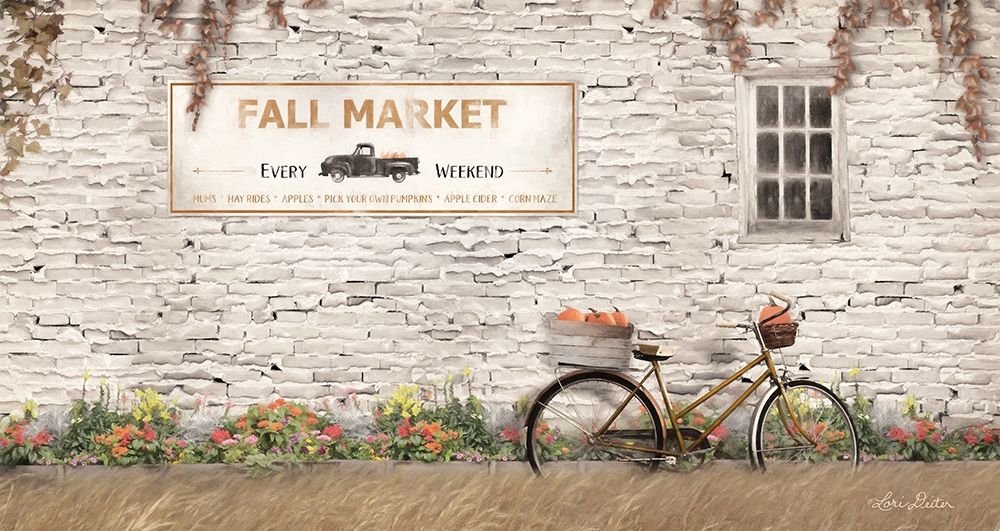 Fall Market with Bike   art print by Lori Deiter for $57.95 CAD