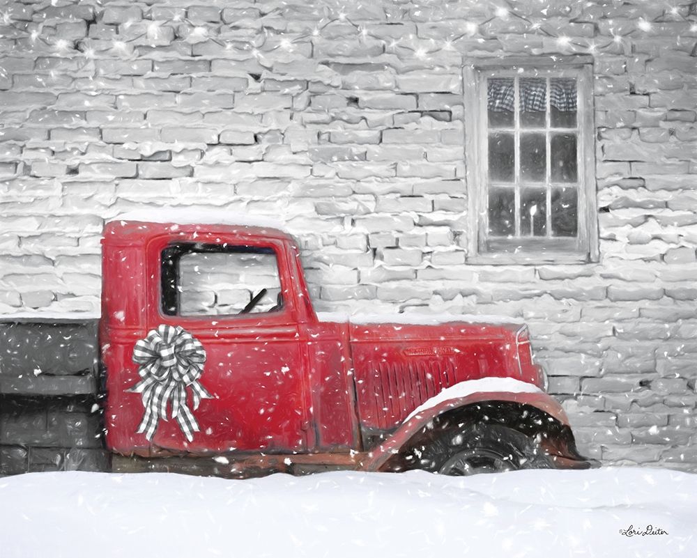 Christmas Truck with Plaid Bow art print by Lori Deiter for $57.95 CAD