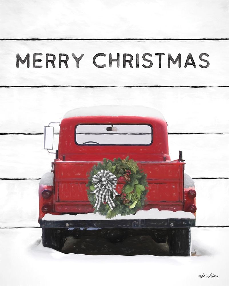 Christmas Truck on Wood art print by Lori Deiter for $57.95 CAD