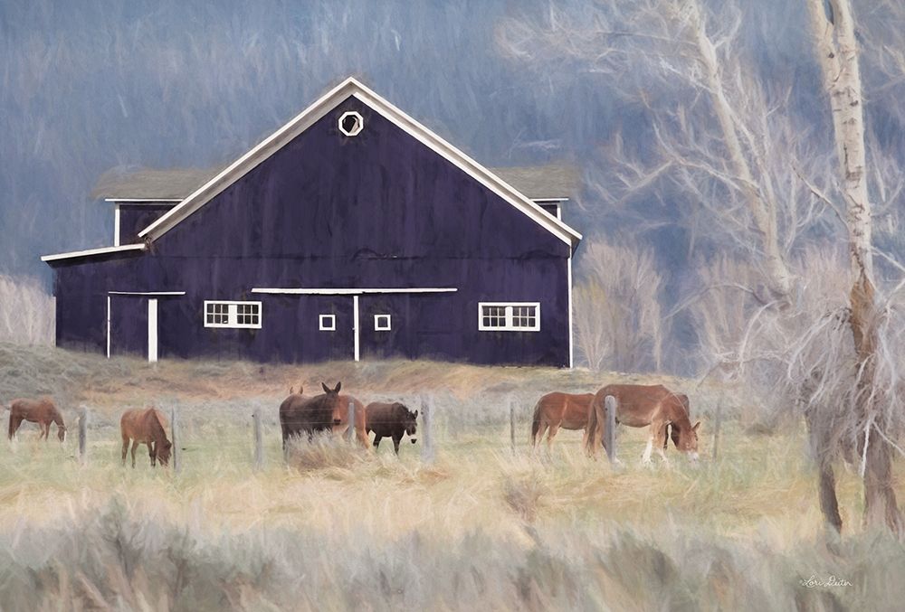 Old Navy Barn with Horses     art print by Lori Deiter for $57.95 CAD