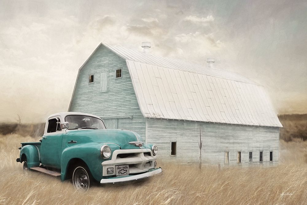Teal Barn and Truck art print by Lori Deiter for $57.95 CAD