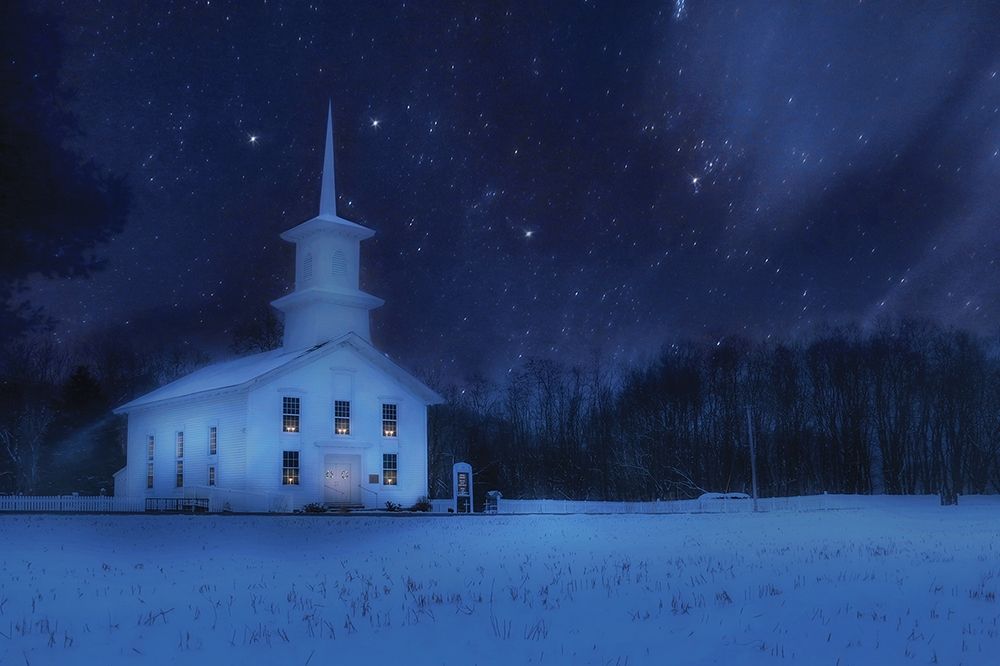 Starry Night Church art print by Lori Deiter for $57.95 CAD