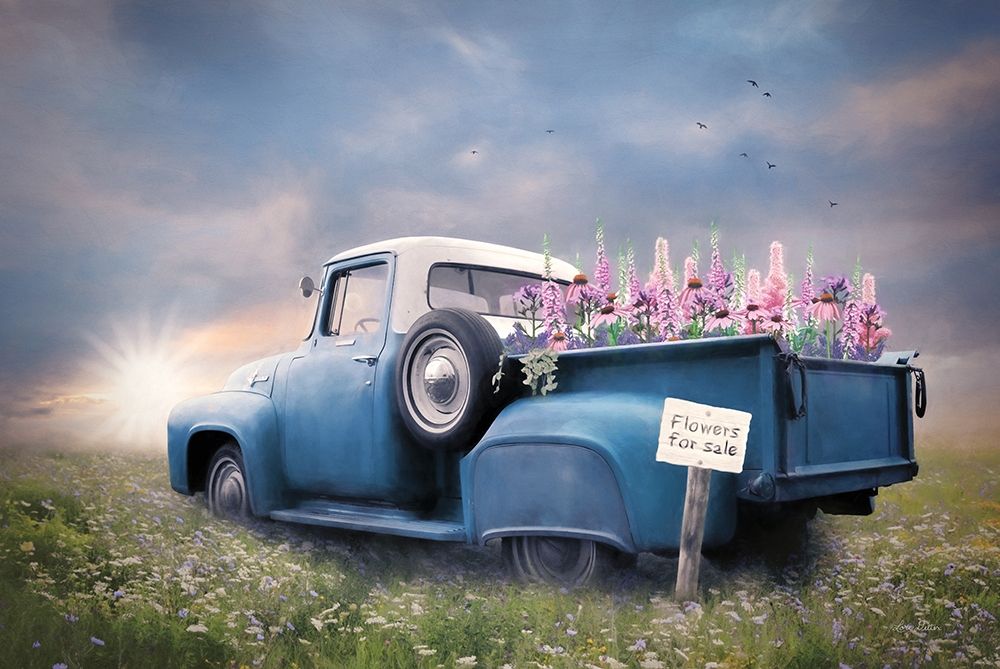 Blue Ford with Foxglove Flowers art print by Lori Deiter for $57.95 CAD