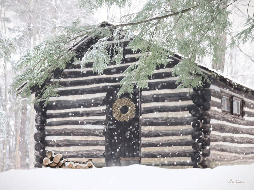 Rustic Cabin Christmas art print by Lori Deiter for $57.95 CAD