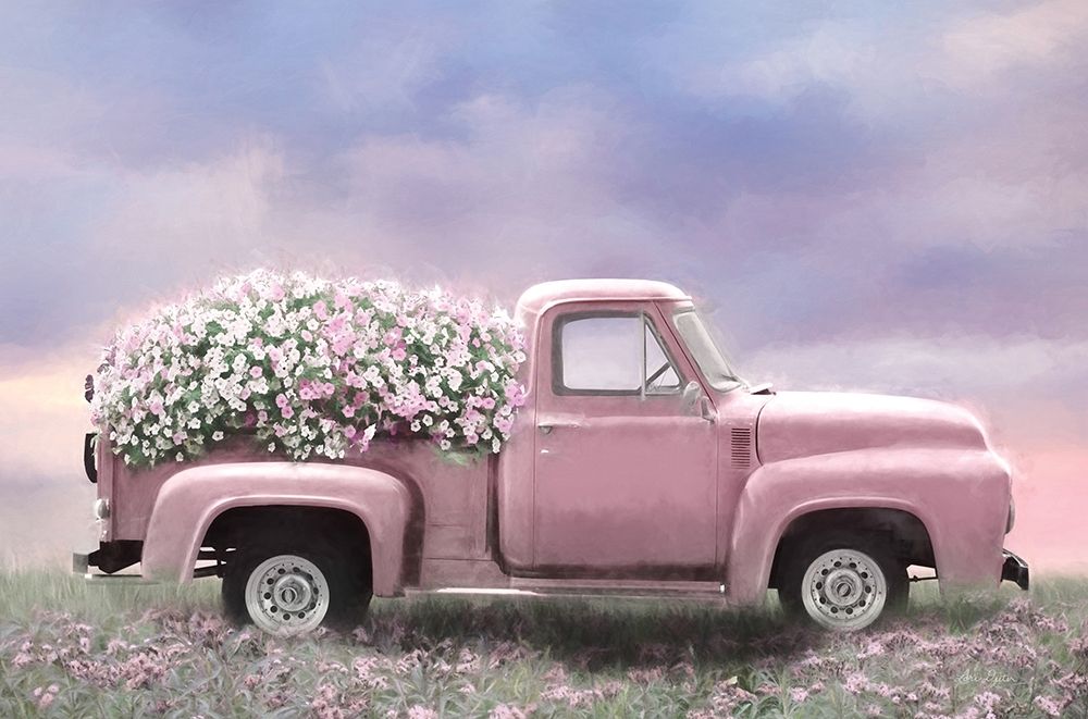 Pink Floral Truck art print by Lori Deiter for $57.95 CAD