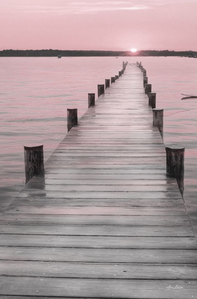 Pink Sunset at the Dock art print by Lori Deiter for $57.95 CAD