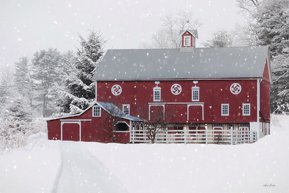 Winter Red Barn art print by Lori Deiter for $57.95 CAD