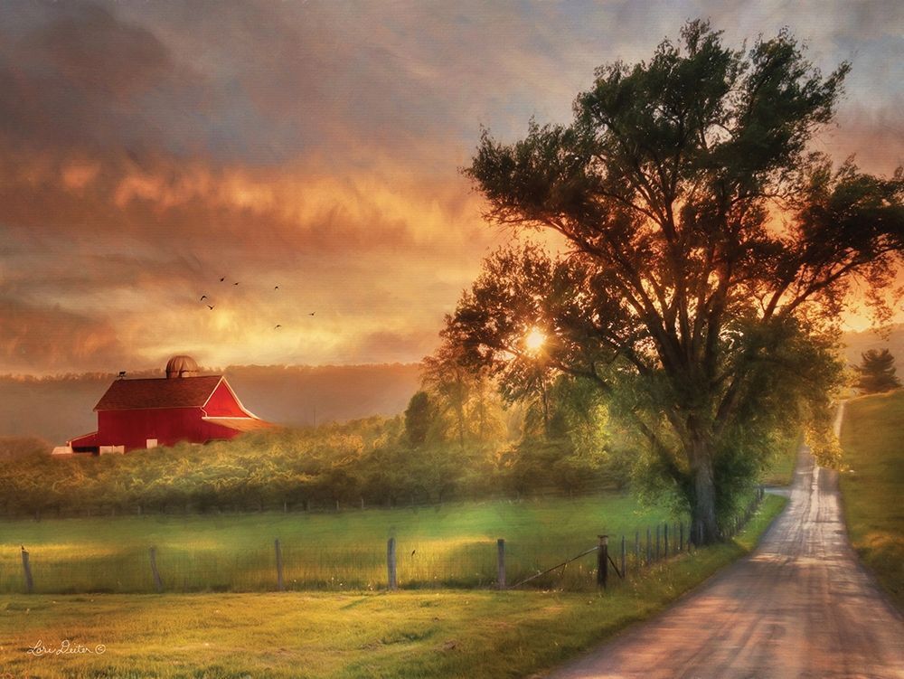 Country Lane Sunset    art print by Lori Deiter for $57.95 CAD
