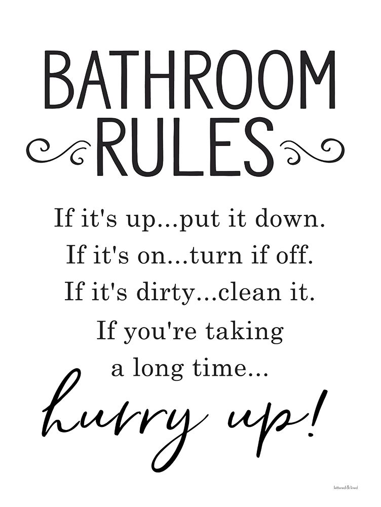 Bathroom Rules art print by Lettered And Lined for $57.95 CAD