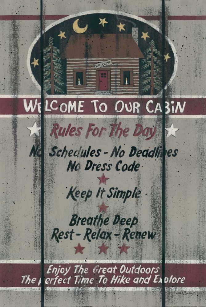 Cabin Rules for the Day art print by Linda Spivey for $57.95 CAD