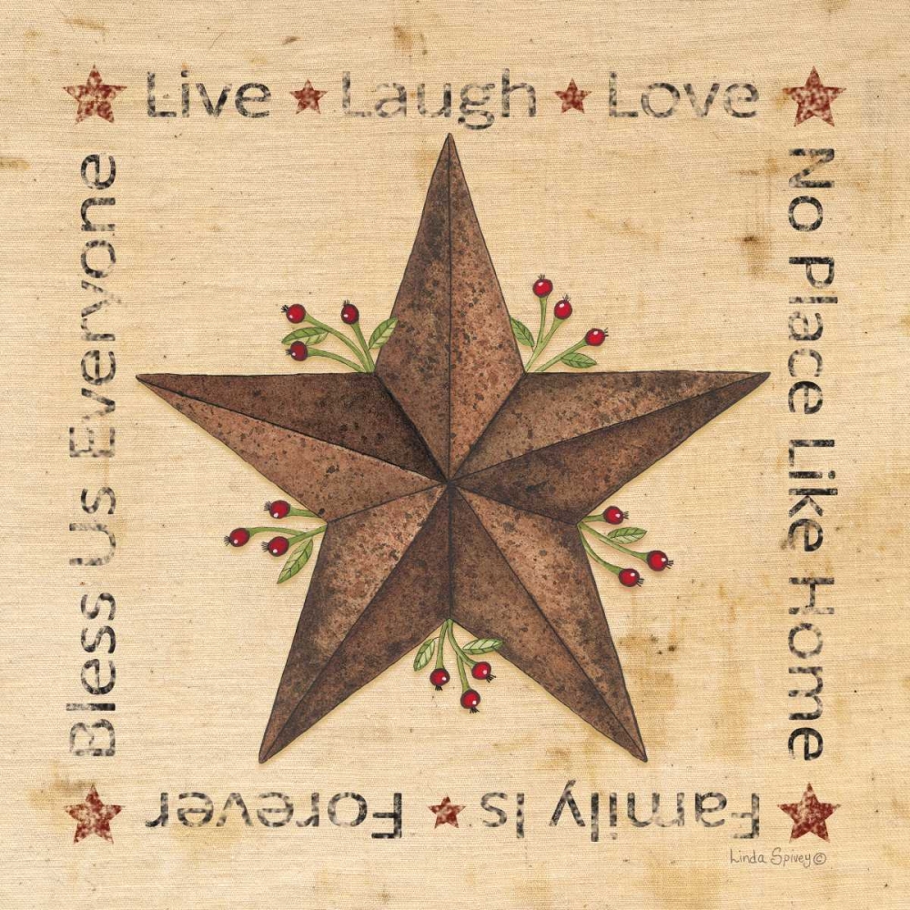 Live, Laugh, Love Barn Star art print by Linda Spivey for $57.95 CAD