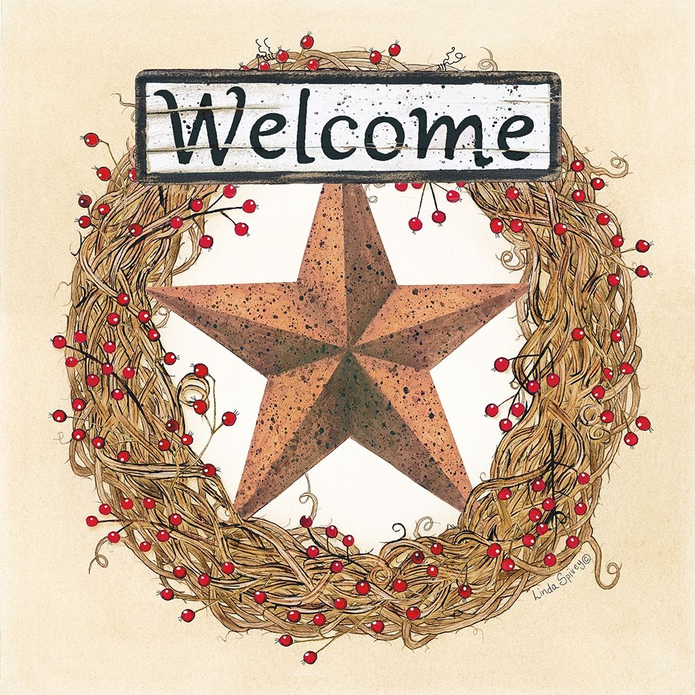 Barn Star Welcome Wreath art print by Linda Spivey for $57.95 CAD