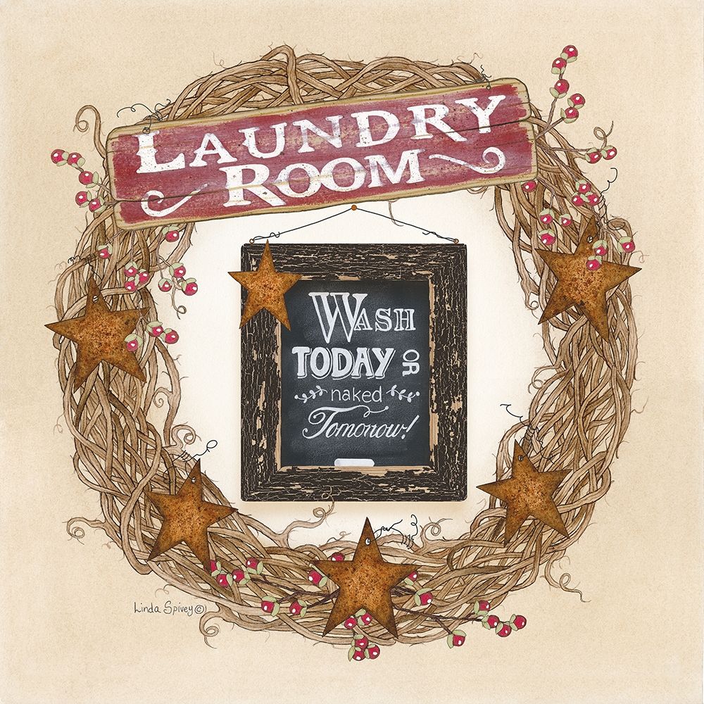 Laundry Room Wreath art print by Linda Spivey for $57.95 CAD