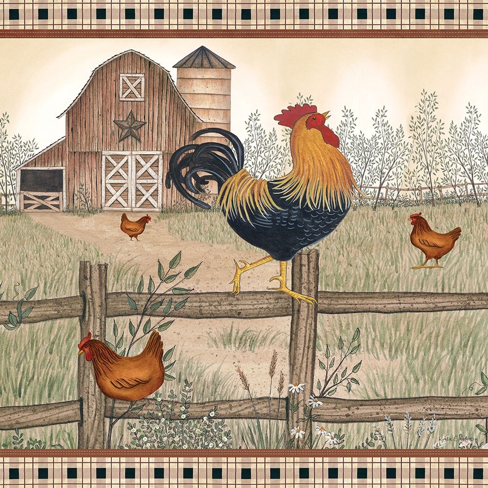 Rustic Farm Rooster art print by Linda Spivey for $57.95 CAD