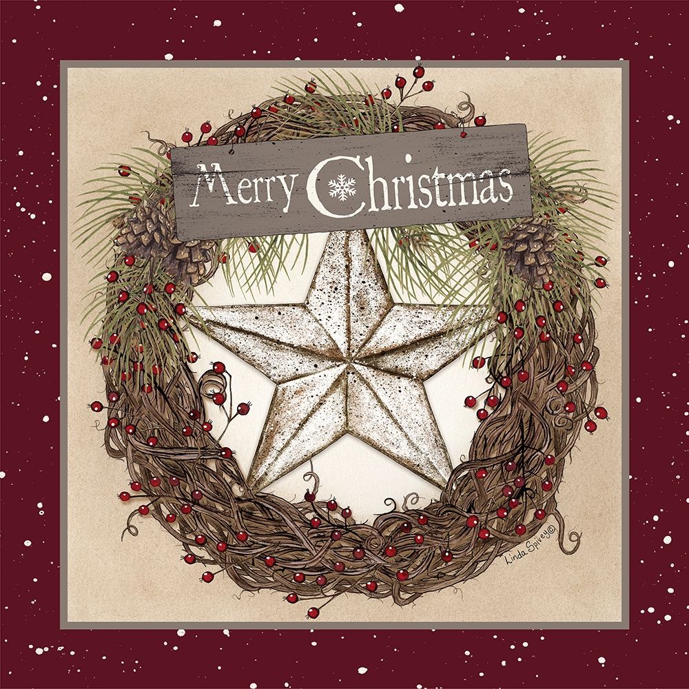 Christmas Barn Star Wreath art print by Linda Spivey for $57.95 CAD