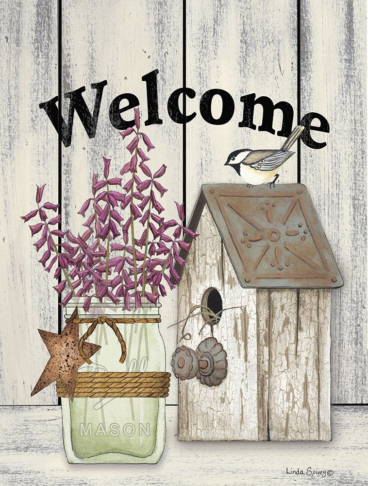 Welcome Flowers in Jar art print by Linda Spivey for $57.95 CAD