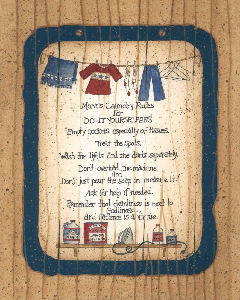 Moms Laundry Rules art print by Linda Spivey for $57.95 CAD