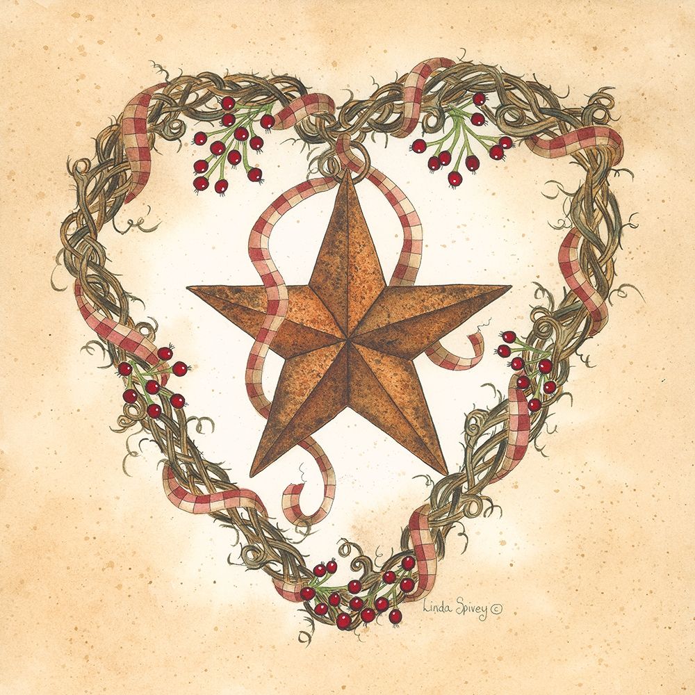 Barnstar with Heart Wreath art print by Linda Spivey for $57.95 CAD