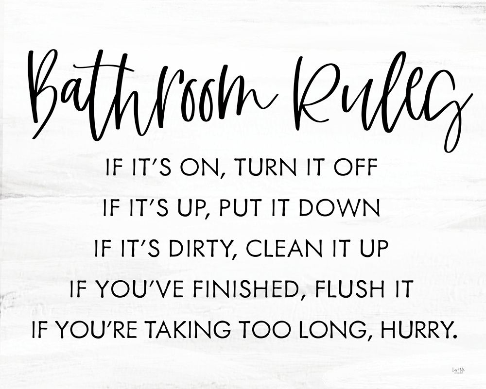 Bathroom Rules art print by Lux + Me Designs for $57.95 CAD