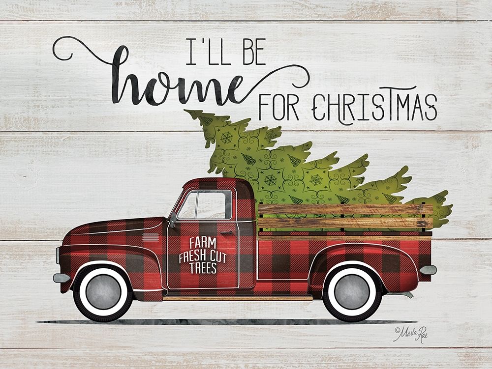 Home for Christmas Vintage Truck art print by Marla Rae for $57.95 CAD