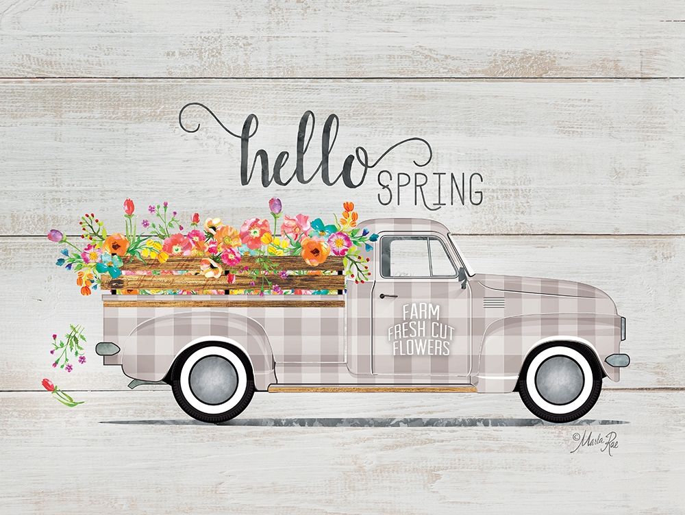 Hello Spring Vintage Truck art print by Marla Rae for $57.95 CAD