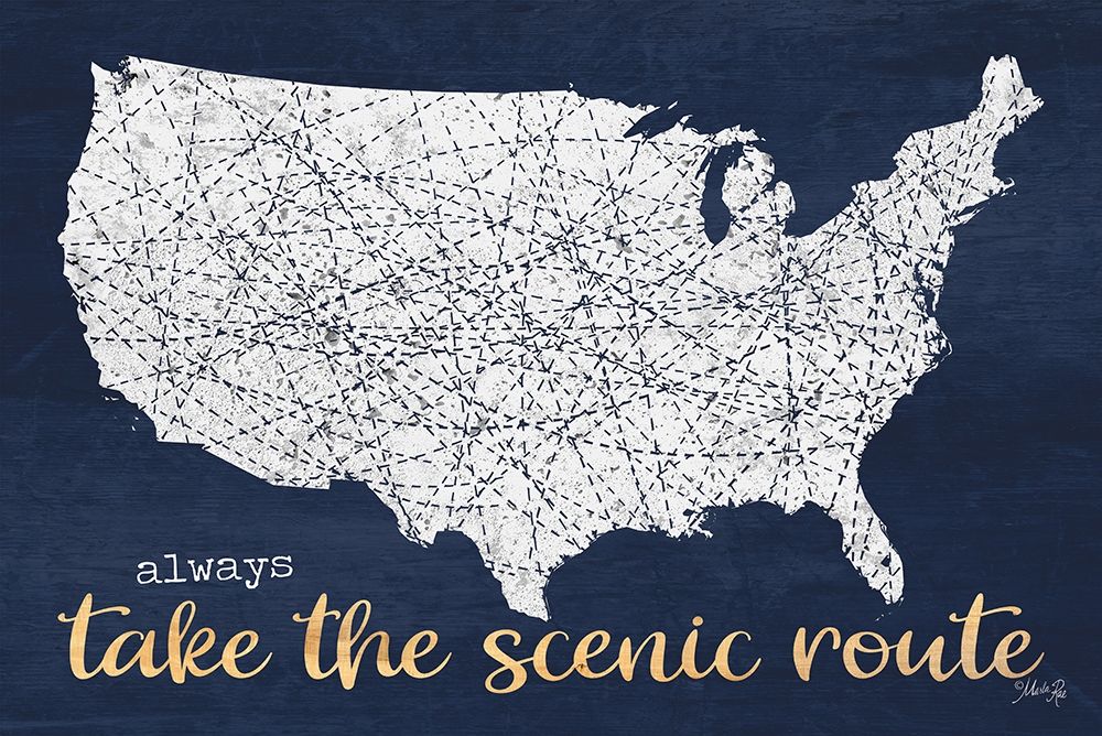 Scenic Route USA Map art print by Marla Rae for $57.95 CAD