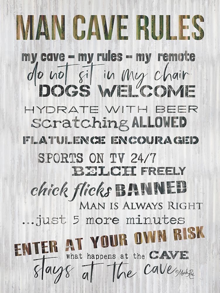 Man Cave Rules IV art print by Marla Rae for $57.95 CAD