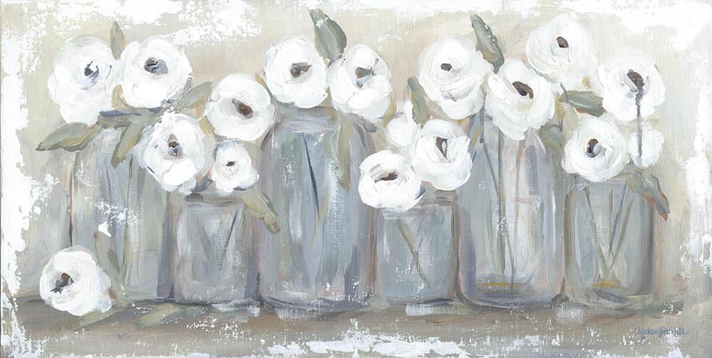 White Floral Filled Jars art print by Mackenzie Kissell for $57.95 CAD