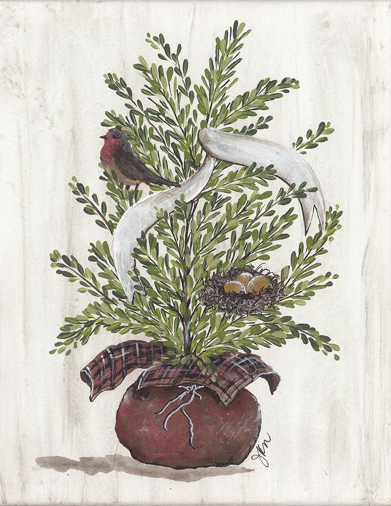 Burlap Tree with Birdie And Nest art print by Julie Norkus for $57.95 CAD