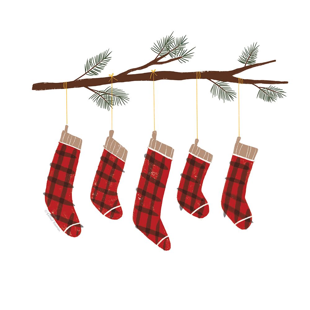Playful Holiday Stockings    art print by Rachel Nieman for $57.95 CAD