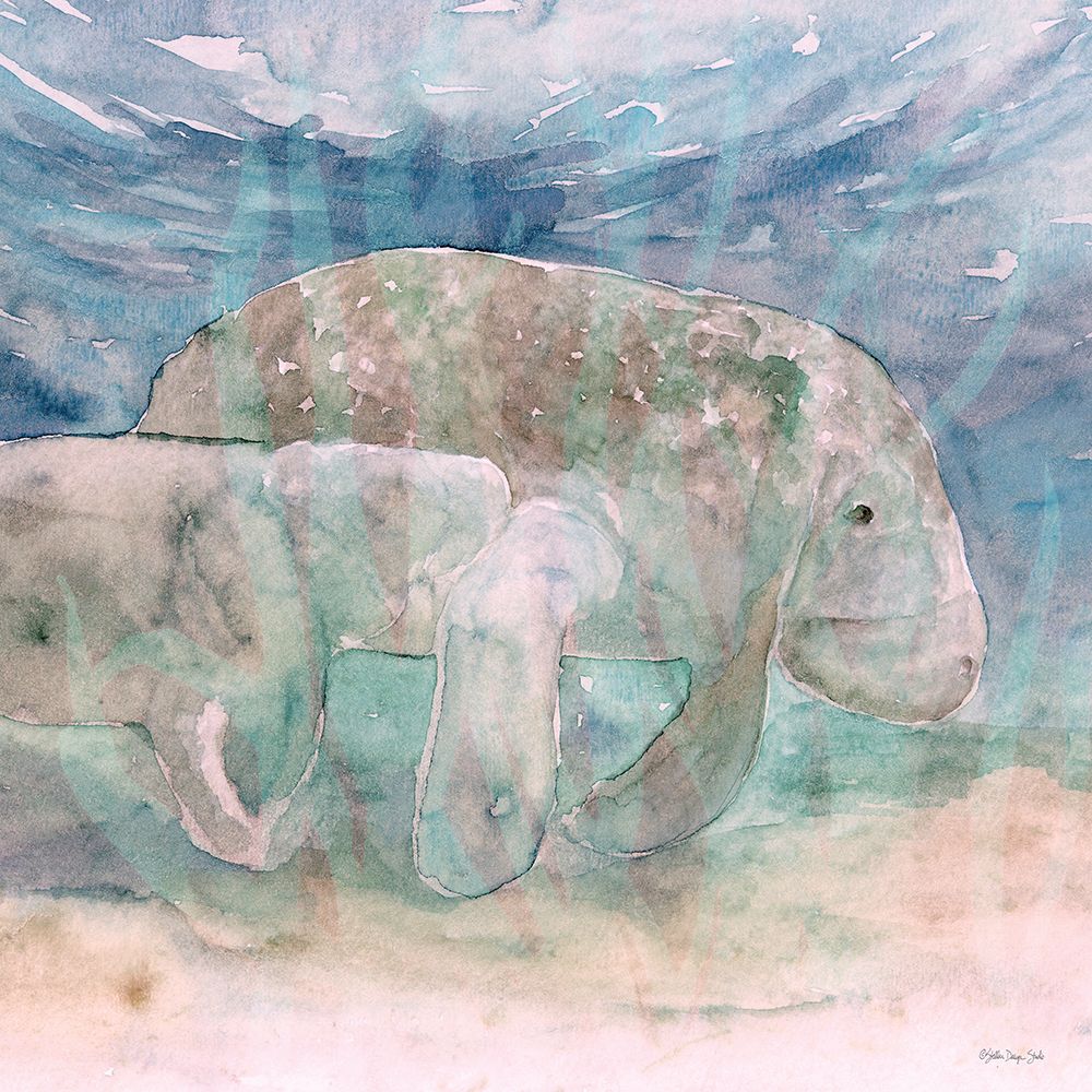 Mother Manatee and Calf   art print by Stellar Design Studio for $57.95 CAD