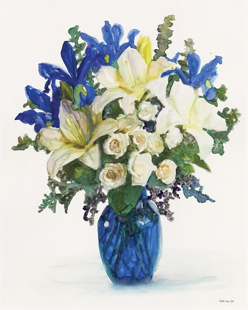 White And Navy Floral Arrangement II art print by Stellar Design Studio for $57.95 CAD