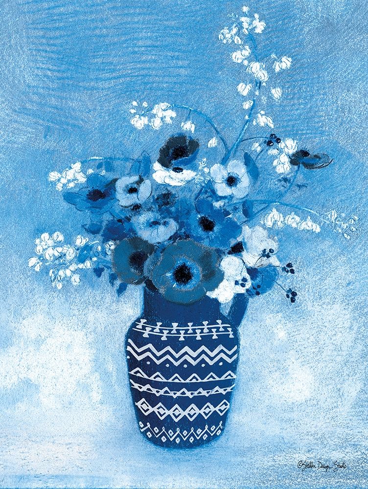 Moody Blue Floral art print by Stellar Design Studio for $57.95 CAD