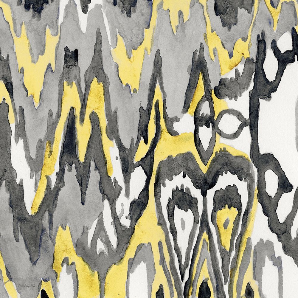 Yellow-Gray Ikat 1 art print by Stellar Design Studio for $57.95 CAD
