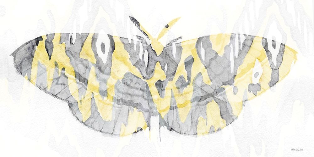 Yellow-Gray Patterned Moth 1 art print by Stellar Design Studio for $57.95 CAD