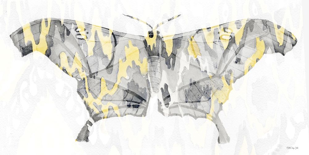 Yellow-Gray Patterned Moth 2 art print by Stellar Design Studio for $57.95 CAD