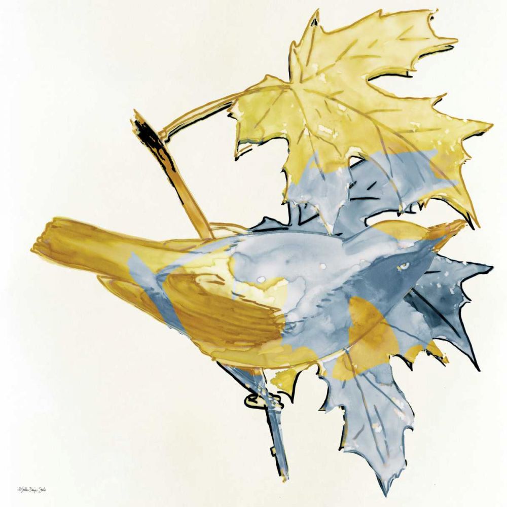 Blue and Gold Bird art print by Stellar Design Studio for $57.95 CAD