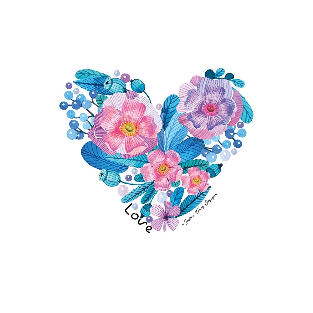 Floral Love Heart art print by Seven Trees Design for $57.95 CAD