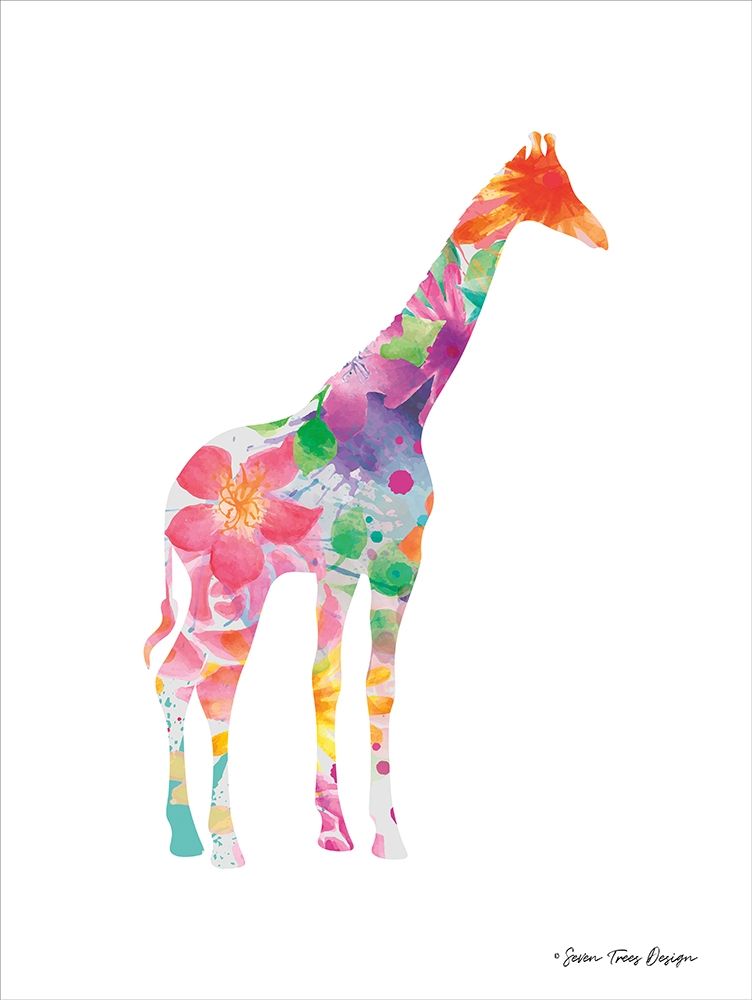 Floral Giraffe art print by Seven Trees Design for $57.95 CAD