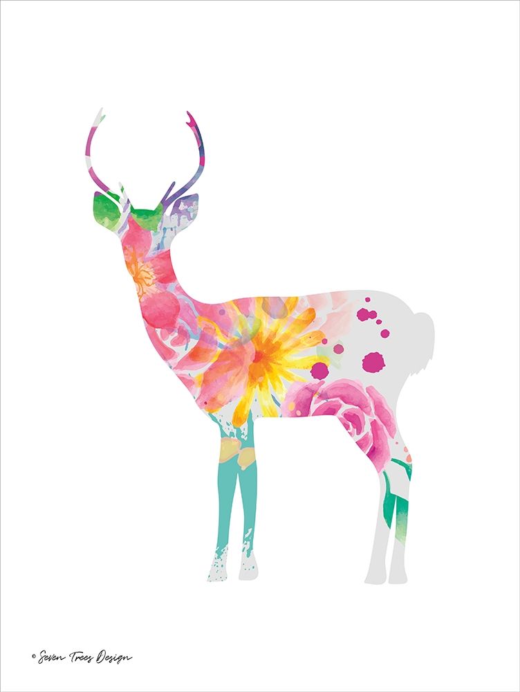 Floral Deer art print by Seven Trees Design for $57.95 CAD
