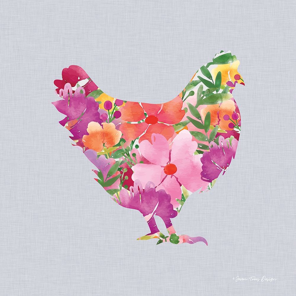 Floral Chicken art print by Seven Trees Design for $57.95 CAD