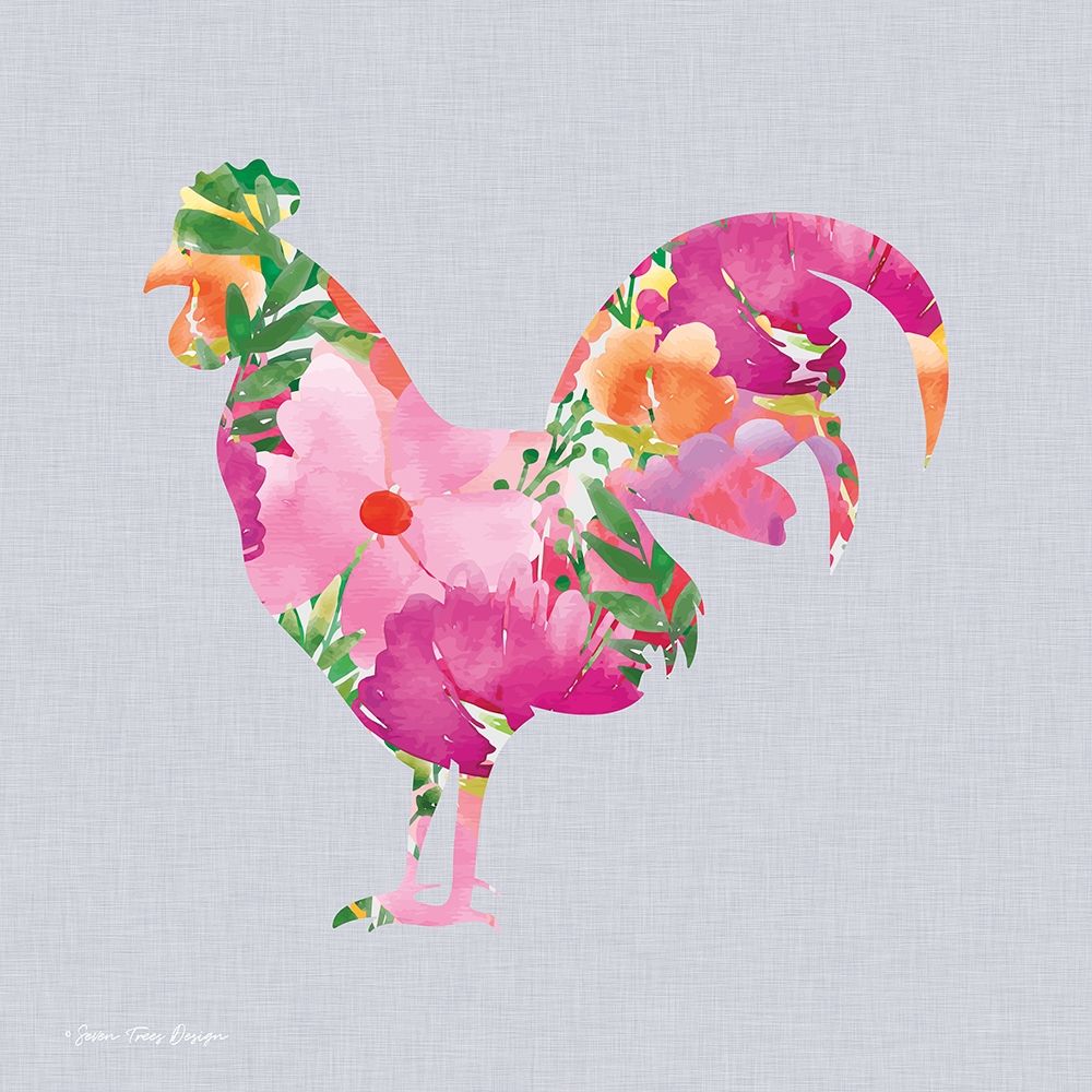 Floral Rooster art print by Seven Trees Design for $57.95 CAD