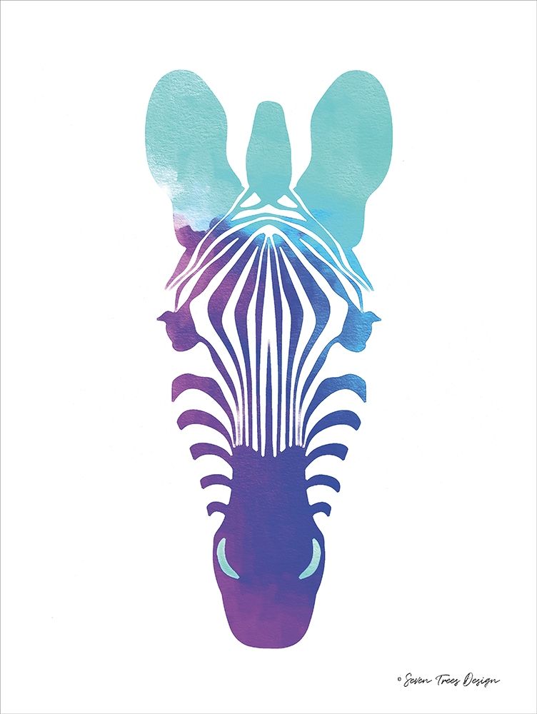 Violet and Teal Zebra art print by Seven Trees Design for $57.95 CAD
