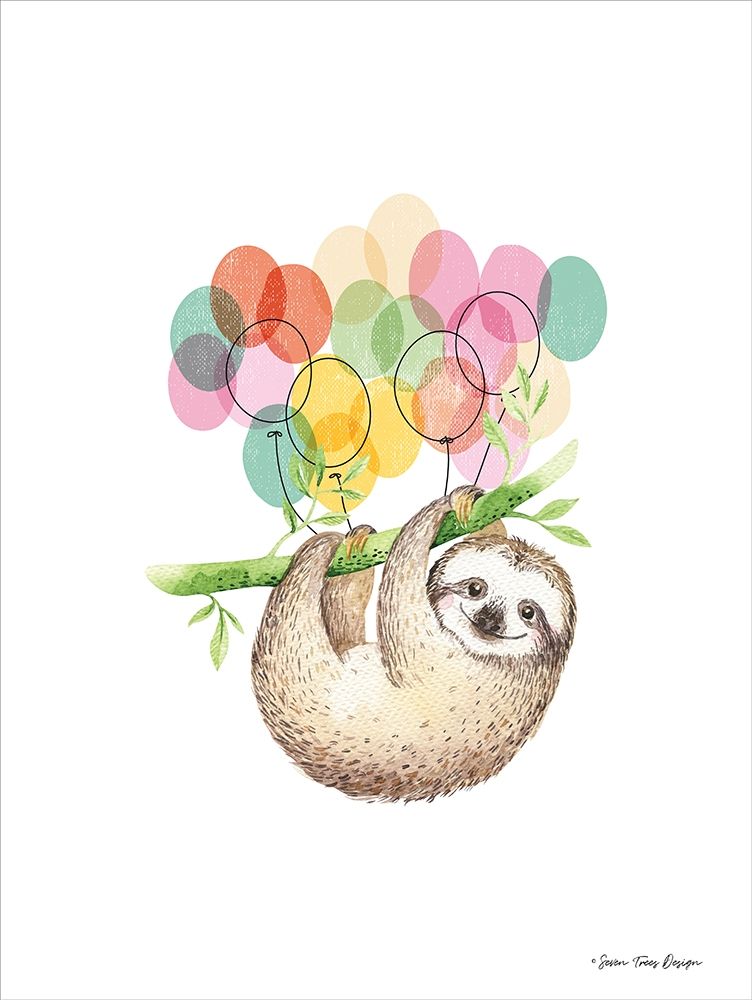 Sloth Birthday II art print by Seven Trees Design for $57.95 CAD