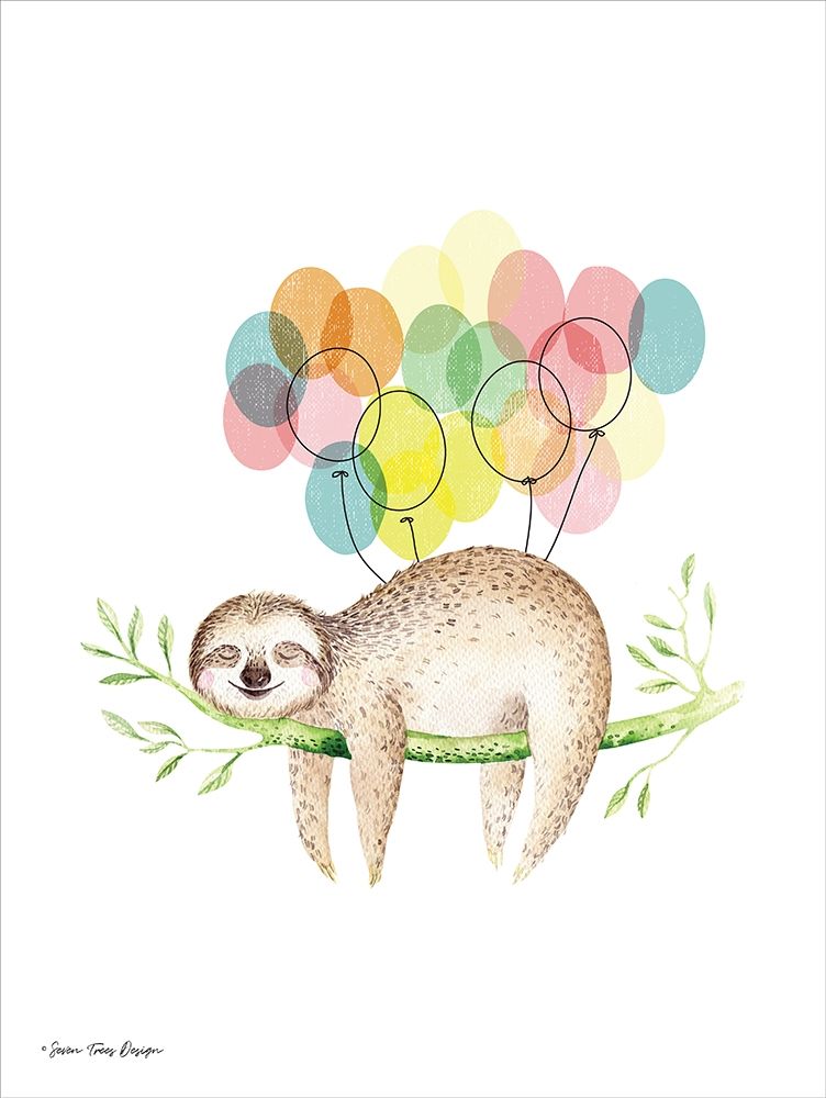 Sloth Birthday III art print by Seven Trees Design for $57.95 CAD
