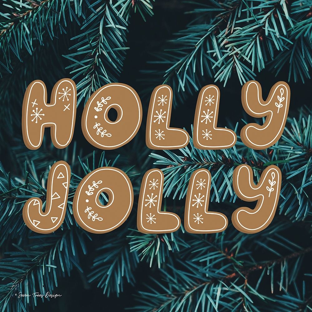 Gingerbread Holly Jolly   art print by Seven Trees Design for $57.95 CAD
